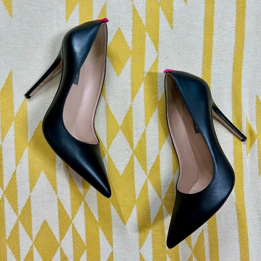 SJP Sarah Jessica Parker Fawn Pointed Toe Dress Pumps | Black 110mm | 39.5 9.5 - Picture 7 of 7